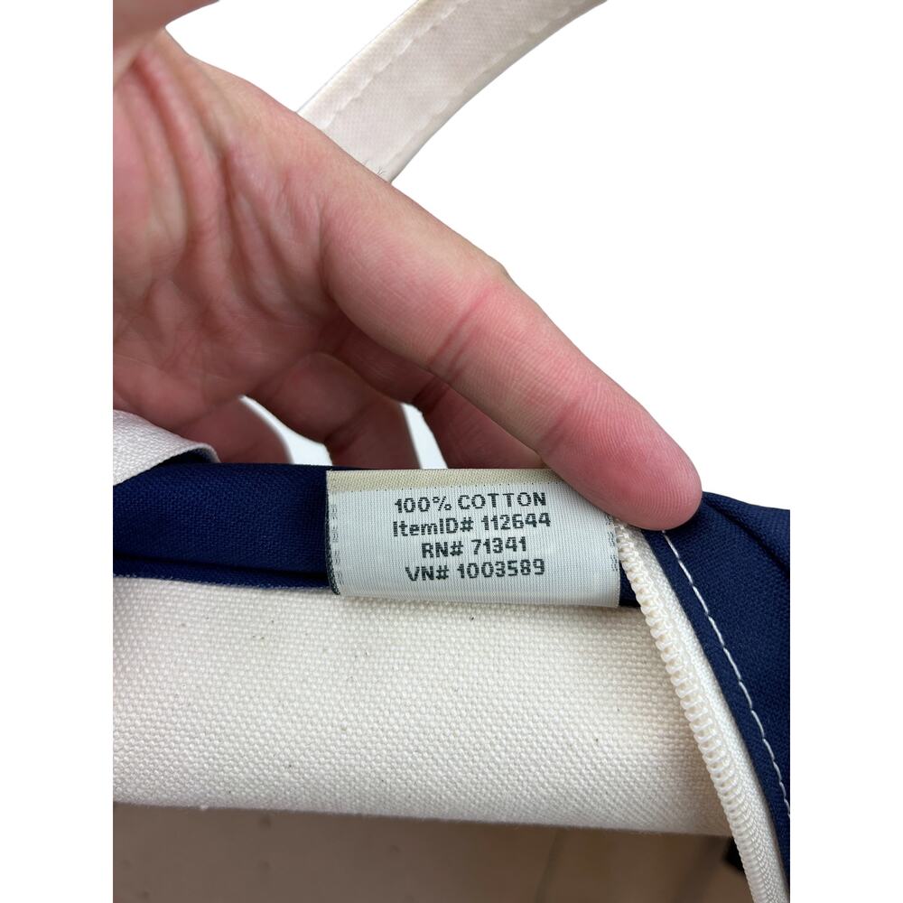 LL Bean Canvas Made in USA Navy Blue Zip Top Boat and Tote Top Handle Tote Bag - Picture 9 of 10